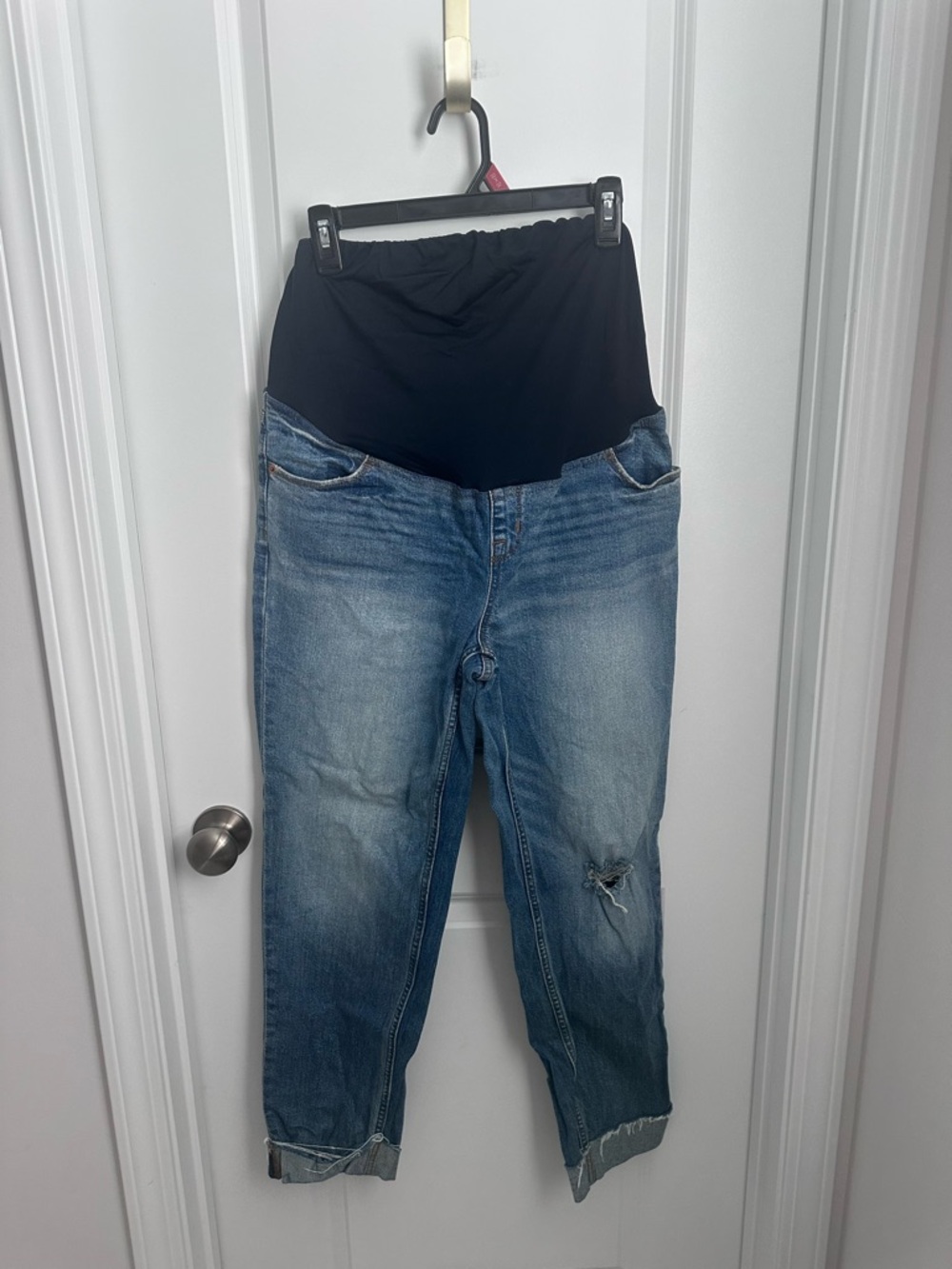 Maternity Relaxed Fit Blue Denim Jeans with Full Panel